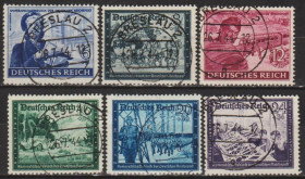 Третій Рейх (-) Третий Рейх (-) ^/--/^ 1944 - Рейх - Пошта Німеччини Mi.888-93 _гаш ^_^^^ 1944 - Рейх - Почта Германии Mi.888-93 _гаш - фото фото фото