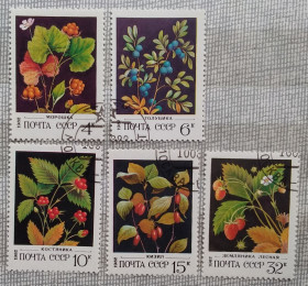 Флора Флора ^/--/^ СССР 1982 г - Дикорастущие ягоды,    гаш, 11 шт  (см.фото) ^_^^^ СРСР 1982 — Дикорослі ягоди, гаш - фото фото фото