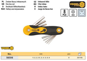 Ключі Ключи ^/--/^ Набор ключи шестигранные шестигранки тип L 1,5-8 мм VOREL-56506 ^_^^^ Набір ключі шестигранні Польща шестигранки тип L 1,5-8 мм VOREL-56506 - фото фото фото