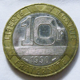 Франція Франция ^/--/^ Франція 10 франків 1990 року #6 /--/ П /--/ 1512 ^_^^^ Франция 10 франков 1990 года #6 /--/ П /--/ 1512 - фото фото фото
