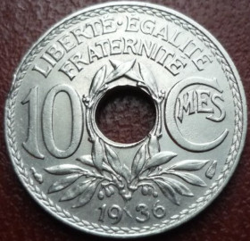 Франція Франция ^/--/^ Франция 10 сантимов 1936  эл/07 /--/ ф /--/ 0 ^_^^^ Франція 10 сантимів 1936 ел/07 /--/ ф /--/ 0 - фото фото фото