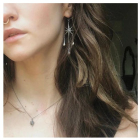 Сережки Серьги ^/--/^ длинные серьги звезды с каплями ^_^^^ Довгі сережки зірки з краплями - фото фото фото
