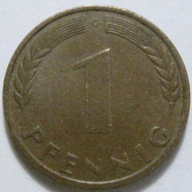 НДР, ФРН ГДР, ФРГ ^/--/^ Німеччина 1 пфеніг 1950 року G 41304 ^_^^^ Германия 1 пфенниг 1950 года G 41304 - фото фото фото