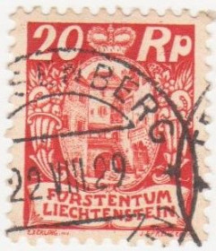 Малі Держави Європи Малые Государства Европы ^/--/^ Лихтенштейн 1925 г №  77 гашеная ^_^^^ Ліхтенштейн 1925 р. No 77 гашена - фото фото фото