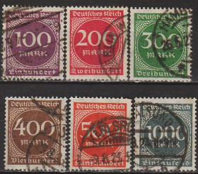 Веймарська республіка Веймарская республика ^/--/^ 1923 - Німеччина - Стандарт - Деномінація Mi.268-73 _22,0 € ^_^^^ 1923 - Германия - Стандарт - Деноминация Mi.268-73 _22,0 € - фото фото фото