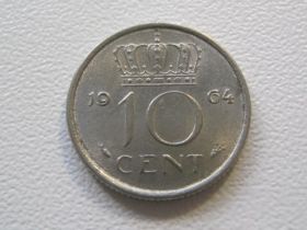 Нідерланди Нидерланды ^/--/^ Нидерланды 10 центов 1964 года 32347 ^_^^^ Нідерланди 10 центів 1964 року 32347 - фото фото фото