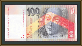 Словаччина Словакия ^/--/^ Словакия 100 крон 2001 P-25  (25 /--/ d) UNC ^_^^^ Словаччина 100 крон 2001 P-25 (25 /--/ d) UNC - фото фото фото