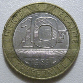Франція Франция ^/--/^ Франція 10 франків 1989 року 43755 ^_^^^ Франция 10 франков 1989 года 43755 - фото фото фото