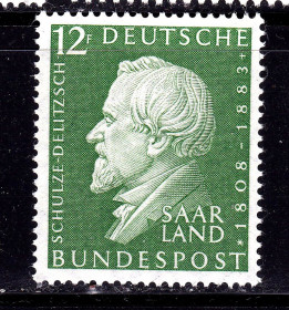 Інше Другое ^/--/^ СААР / SAAR  1958 г MNH - 150-летие со дня рождения Германа Шульце-Делича ^_^^^ СААР / SAAR 1958 MNH - 150-річчя від дня народження Германа Шульце-Деліча - фото фото фото