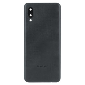 Корпуса на Samsung Корпуса на Samsung ^/--/^ Задня частина корпусу Samsung Galaxy A /--/ 02 SM-A /--/ 022 Black  (з склом камери) ^_^^^ Задняя часть корпуса Samsung Galaxy A /--/ 02 SM-A /--/ 022 Black (со стеклом камеры) - фото фото фото