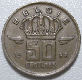 Бельгія Бельгия ^/--/^ Бельгія 50 сантимів 1968 року Belgie 42442 ^_^^^ Бельгия 50 сантимов 1968 года Belgie 42442 - фото фото фото