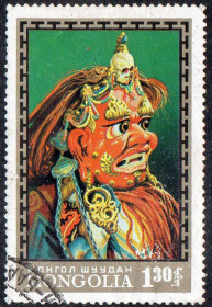 Монголія Монголия ^/--/^ Монголія 1971 - Маски для танців  (Г) ^_^^^ Монголия 1971 — Маски для танцев (Г) - фото фото фото