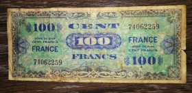 Франція Франция ^/--/^ FRANCE Союзницька окупація Франції 100 франків 1944 2-й випуск, без прапора. &amp;quot;Без серії&amp;quot; ^_^^^ FRANCE Союзническая оккупация Франции 100 франков 1944 2-й выпуск, без флага. &amp;quot;Без серии&amp;quot; - фото фото фото