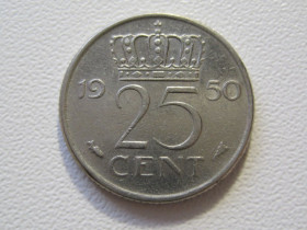 Нідерланди Нидерланды ^/--/^ Нидерланды 25 центов 1950 года #35157 ^_^^^ Нідерланди 25 центів 1950 року #35157 - фото фото фото