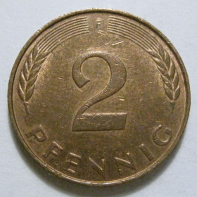 НДР, ФРН ГДР, ФРГ ^/--/^ Німеччина 2 пфеніга 1986 року F 41323 ^_^^^ Германия 2 пфеннига 1986 года F 41323 - фото фото фото