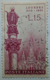 Італія, Ватикан Италия, Ватикан ^/--/^ Италия 1958 Лоурдес, гашеная ^_^^^ Італія 1958 Лоурдес, гашена - фото фото фото