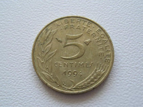 Франція Франция ^/--/^ Франция 5 сантимов 1994 года 24094 ^_^^^ Франція 5 сантимів 1994 року 24094 - фото фото фото