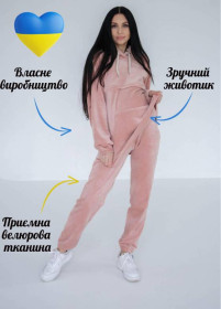 Штани Брюки ^/--/^ 67024104 Спортивні штани-джогери з велюру для вагітних з кишенями Пудра ^_^^^ 67024104 Спортивные штаны-джогеры из велюра для беременных с карманами Пудра - фото фото фото