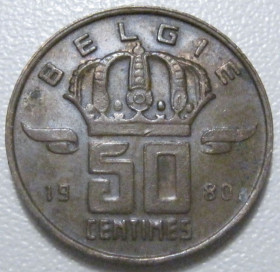 Бельгія Бельгия ^/--/^ Бельгія 50 сантимів 1980 року Belgie 42475 ^_^^^ Бельгия 50 сантимов 1980 года Belgie 42475 - фото фото фото
