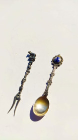 Інше Другое ^/--/^ * Вилка ложка серебро * Капитолийская волчица. Ромул и Рем италия ,  ложечка ^_^^^ Вилка ложка срібло * Капітолійська вовчиця. Ромул і Рем Італія - фото фото фото