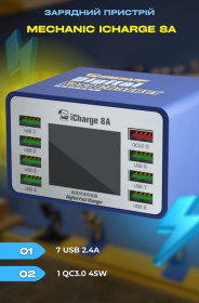 Зарядні пристрої Зарядные устройства ^/--/^ Зарядний пристрій Mechanic iCharge 8 /--/ A  (7 USB 2.4 /--/ A + 1 QC /--/ 3.0 45 /--/ W) ^_^^^ Зарядное устройство Mechanic iCharge 8 /--/ A (7 USB 2.4 /--/ A + 1 QC /--/ 3.0 45 /--/ W) - фото фото фото