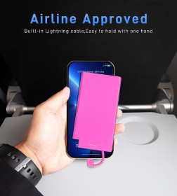 Зовнішні акумулятори (Power Bank) Внешние аккумуляторы (Power Bank) ^/--/^ Тонкий портативний зарядний пристрій Auskang  5000 мАг, ультратонкий портативний зарядний пристрій із вбудованим кабелем Lightning, стильний аксесуар для подорожей *80676 ^_^^^ Тонкий портативное зарядное устройство Auskang 5000 мАч, ультратонкое портативное зарядное устройство со встроенным кабелем Lightning, стильный аксессуар для путешествий*80676 - фото фото фото