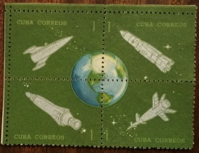 Острівні держави Островные государства ^/--/^ Куба Кубинский почтовый ракетный эксперимент – 25-летие различных ракет и спутников 1964 ^_^^^ Кубинський поштовий ракетний експеримент - 25-річчя різних ракет і супутників 1964 - фото фото фото