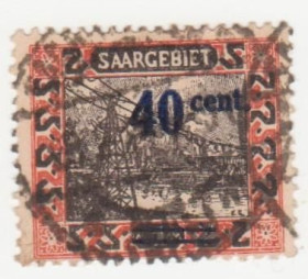 Веймарська республіка Веймарская республика ^/--/^ Германия   ( Саар)   1921  г. № 76 гашеная ^_^^^ Німеччина ( Саар) 1921 р. No 76 гашена - фото фото фото