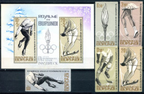 Бурунді Бурунди ^/--/^ БУРУНДИ. ОЛИМПИАДА В ИНСБРУКЕ. ЗИМНИЕ ИГРЫ. БЛОК И 6 МАРОК. ПОЛНЫЙ НАБОР. MNH ^_^^^ Бурунді. ОЛІМПІАДА В ІНСБРУКІ. Зимові ігри. БЛОК І 6 МАРОК. Повний набір. MNH - фото фото фото