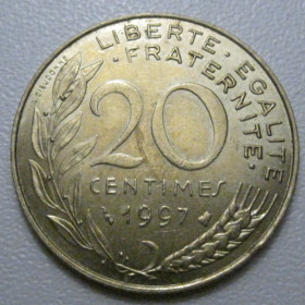 Франція Франция ^/--/^ Франція 20 сантимів 1997 року 42074 ^_^^^ Франция 20 сантимов 1997 года 42074 - фото фото фото