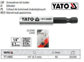 Викрутки Отвертки ^/--/^ Тримач біт насадок 1/4&amp;quot; х /--/ 60 мм магніт YATO YT-0465 ^_^^^ Держатель бит насадок 1/4&amp;quot; х /--/ 60 мм магнит YATO YT-0465 - фото фото фото