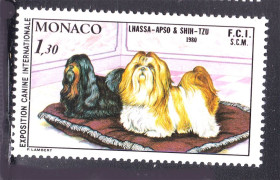 Фауна Фауна ^/--/^ Фауна . Монако 1980 г   MNH  - собаки - выставка -  чёрный Лхаса апсо и золотисто-белый Ши-тцу ^_^^^ 1980 MNH - собаки - виставка - чорний Лхаса апсо і золотисто-білий Ши-тцу - фото фото фото