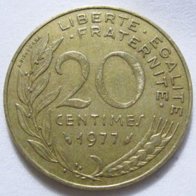 Франція Франция ^/--/^ Франція 20 сантимів 1977 року #6 /--/ П /--/ 1407 ^_^^^ Франция 20 сантимов 1977 года #6 /--/ П /--/ 1407 - фото фото фото