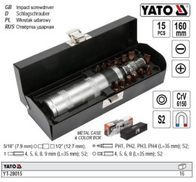 Викрутки Отвертки ^/--/^ Набор отвертка ударная YATO Отвертка ударна l /--/ 160 мм насадки 15 штук YT-28015 ^_^^^ Набір викрутка ударна YATO Польща ударна l /--/ 160 мм насадки 15 штук YT-28015 - фото фото фото