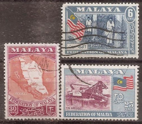 Інші країни Другие страны ^/--/^ Малайская федерация 1957 Sc.80,82,83 гаш. н/серия 3 из 4 ^_^^^ Малайська федерація 1957 Sc.80,82,83 гаш. н/серія 3 з 4 - фото фото фото
