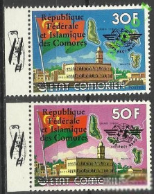 Комори Коморы ^/--/^ Коморы 1978 транспорт авиация надп. 2 /--/ м. ^_^^^ Комори 1978 транспорт авіація надп. 2 /--/ м. - фото фото фото