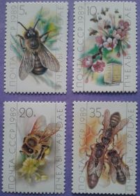 СРСР - СССР - ^/--/^ СССР 1989 фауна насекомые пчелы СК 6002-6005 MNH ^_^^^ СРСР 1989 фауна комахи бджоли СК 6002-6005 MNH - фото фото фото