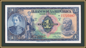 Колумбія Колумбия ^/--/^ Колумбия 1 песо 1944 P-380  (380 /--/ d.1) UNC ^_^^^ Колумбія 1 песо 1944 P-380 (380 /--/ d.1) UNC - фото фото фото