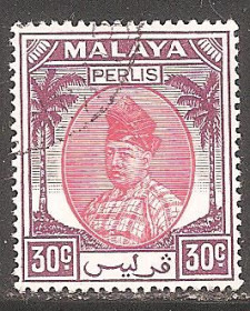 Малайзія Малайзия ^/--/^ Бр.Малайя      (Перлис) 1955 Sc.26 гаш. ^_^^^ Бр.Малайя (Перліс) 1955 Sc.26 гаш. - фото фото фото