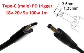 Інше Другое ^/--/^ Кабель-переходник триггер PD 18-20 /--/ v Type-C (max 5 /--/ a, 100 /--/ w) на 3.5 /--/ x /--/ 1.35 /--/ mm 1 /--/ m з USB Type-C (male) Power - фото фото фото
