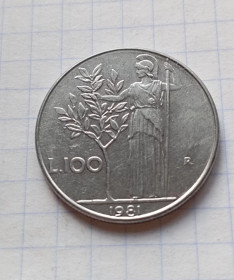 Італія і Ватикан Италия и Ватикан ^/--/^ Италия 100 лир 1981 г. ^_^^^ Італія 100 лір 1981 р. - фото фото фото