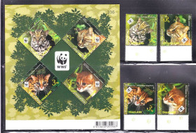 Фауна Фауна ^/--/^ Фауна . Таиланд  2011  г   ** - блок + марки - кошки - WWF - ^_^^^ Таїланд 2011 р ** - блок + марки - кішки - WWF - фото фото фото