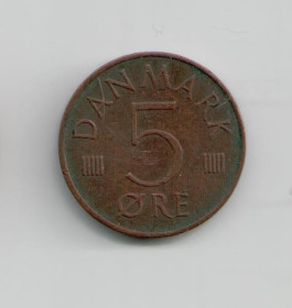 Данія Дания ^/--/^ Монета Дания 5 эре 1987 года ^_^^^ Монета Данія 5 ери 1987 - фото фото фото