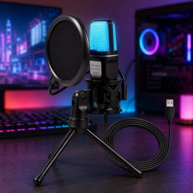 Мікрофони Микрофоны ^/--/^ Конденсаторный микрофон Yanmai SF /--/ 666 /--/ R USB с RGB-подсветкой  (AZ-981) ^_^^^ Конденсаторний мікрофон Yanmai SF /--/ 666 /--/ R USB з RGB-підсвічуванням (AZ-981) - фото фото фото