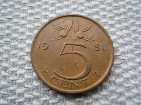 Нідерланди Нидерланды ^/--/^ Нидерланды 5 центов 1980 года #382 ^_^^^ Нідерланди 5 центів 1980 року #382 - фото фото фото