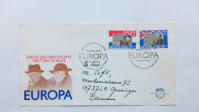 Європа Европа ^/--/^ НИДЕРЛАНДЫ 1980 г. КПД. Королева Вильгельмина. Уинстон  Черчилль. Лицевая часть конверта. ^_^^^ НІДЕРЛАНДИ 1980 р. ККД. Королева Вільгельміна. Вінстон Черчілль. Особиста частина конверта. - фото фото фото