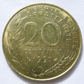 Франція Франция ^/--/^ Франція 20 сантимів 1997 року #6 /--/ П /--/ 1434 ^_^^^ Франция 20 сантимов 1997 года #6 /--/ П /--/ 1434 - фото фото фото