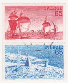 Скандинавія Скандинавия ^/--/^ Швеция 1974 г. № 856-857 гашеная сцепка ^_^^^ Швеція 1974 р. No 856-857 гашена зчіпка - фото фото фото