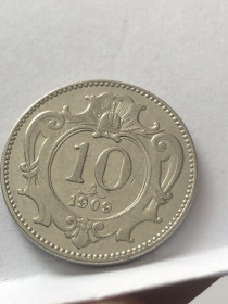 Австро-Угорщина Австро-Венгрия ^/--/^ 10 гелерів, 1909 р. ^_^^^ 10 гелеров, 1909 г. - фото фото фото