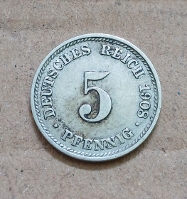 Німецька імперія (-) Германская империя (-) ^/--/^ Німеччина 5 пфенігів 1908 рік D ^_^^^ Германия 5 пфеннигов 1908 год D - фото фото фото